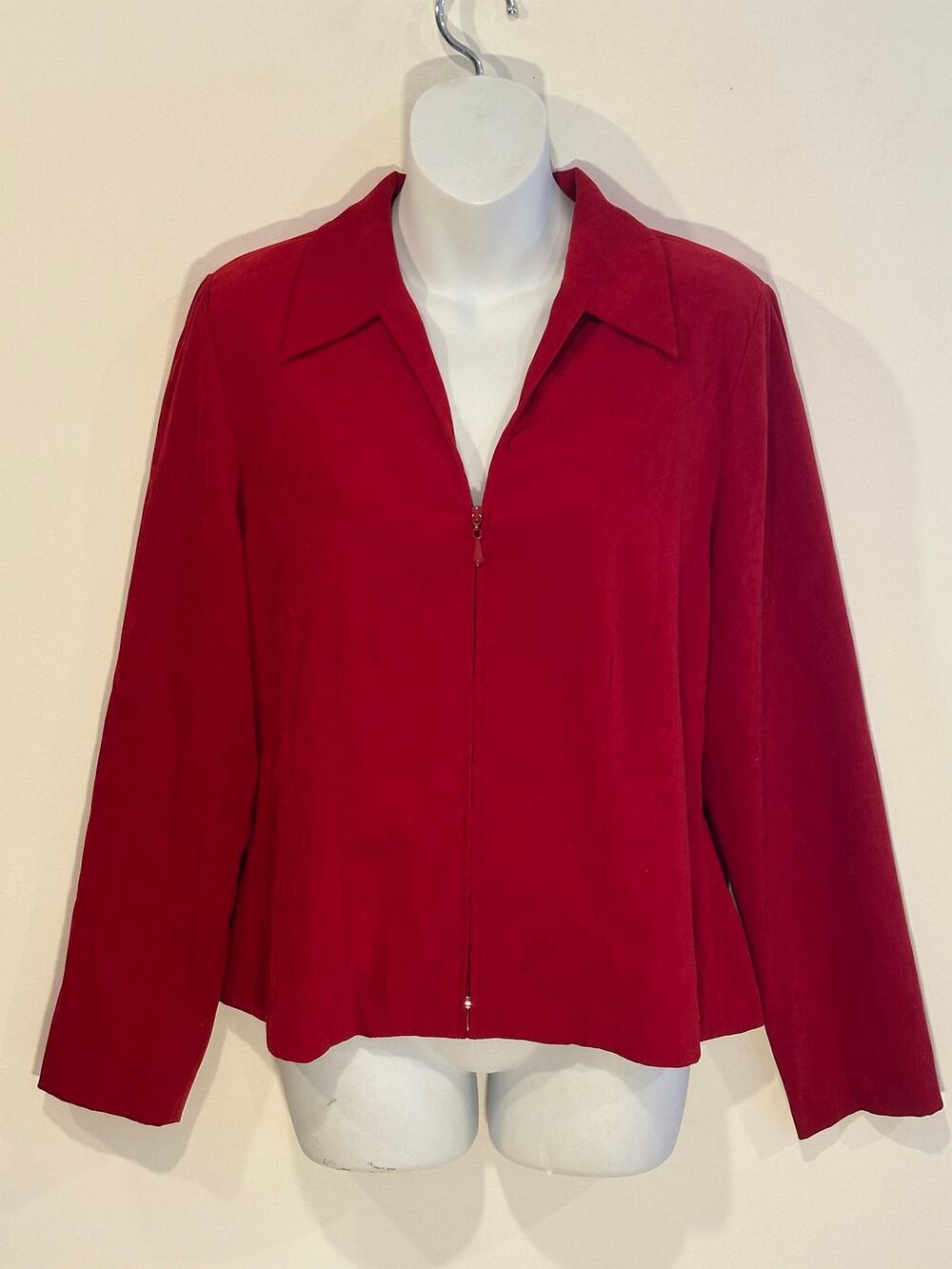 Vintage Y2K I.N. Studio San Francisco Red Faux Suede Zip Up Jacket Blazer Size 8